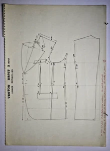 Vintage French Pattern Drafting Study, COAT 4, 1972-74, Laisney, 17 3/8" h - Picture 1 of 1