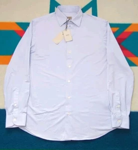 NWT 245$ Armani Collezioni Dress Shirt Button Up Modern Fit Blue Size 38/15 - Picture 1 of 6