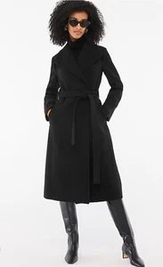 Nuevo con etiquetas Abrigo J.Crew Mujer Mezcla Lana Cinturón Negro Talla 2 Petite CD824 - Imagen 1 de 10