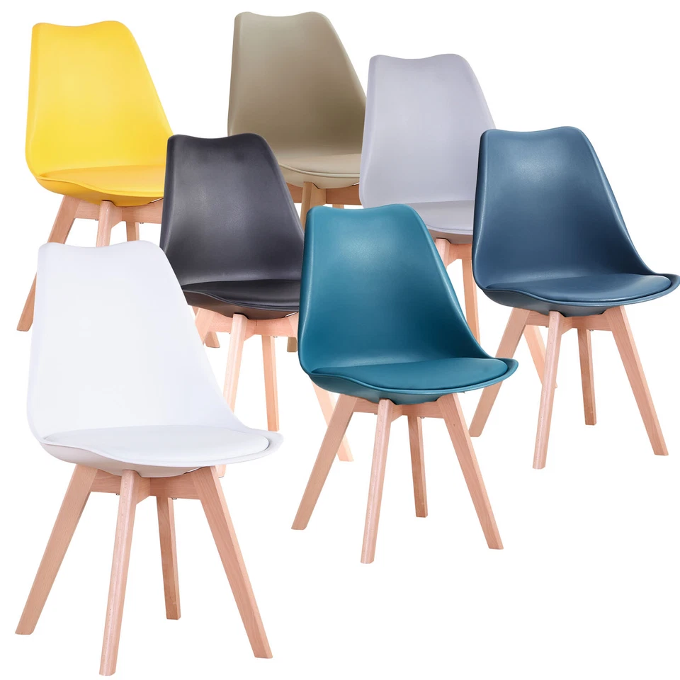 4er Set Esszimmerstühle Esszimmerstuhl Design Stuhl Küchenstuhl mit PU-Kissen - Bild 1 von 4