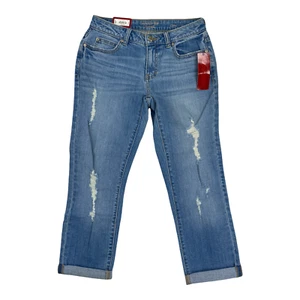 Jennifer Lopez Mujer Talla 2 Jean Capri Típico Azul Jean Estilo tiro medio envejecido - Imagen 1 de 5