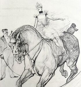 Toulouse Lautrec Bareback Rider 1967 Circus Art Lithograph Horses Matted Print 