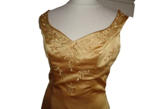 HILARY MORGAN GOLD LONG BRIDE EVENING /PROM DRESS - UK 12 - Picture 1 of 11