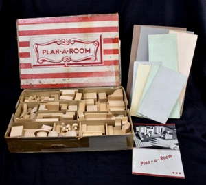 Antik Original Plan-A-Room Kit Paul MacAlister 1940er Jahre Holzstücke Box Handbuch - Bild 1 von 17