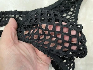 Vintage 80s Thong Mesh Underwear Pouch Black Nylon and Lycra Size M/L USA Made - Picture 1 of 7