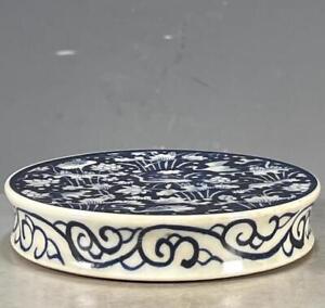 Ancienne Chine dynastie Ming période Xuande support de théière en porcelaine grue peinte à la main