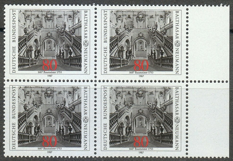 Germany 1987 MNH Mi 1307 Sc 1497 Archbishop’s Residence at Wurzburg .Block ** - Image 1 of 2