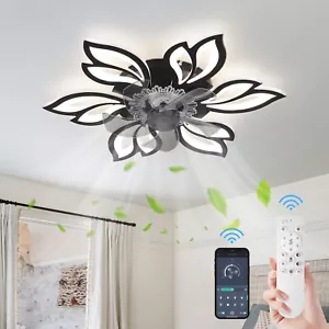 Modern Ceiling Fans with Lights and Remote, Dimmable Low Profile Ceiling Fan - Picture 1 of 10
