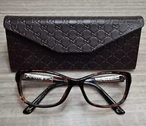 Gucci Women's Eyeglasses GG 3673 WR9 130 Tortoise Rectangular Frame Italy C7 - Picture 1 of 8