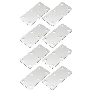 8uds Planos rectas Soportes, 3,9x1,9" Reparación Placas, Inoxidable Acero, Plata - Imagen 1 de 5