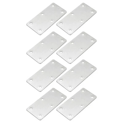 8uds Planos rectas Soportes, 3,9x1,9" Reparación Placas, Inoxidable Acero, Plata - Imagen 1 de 4