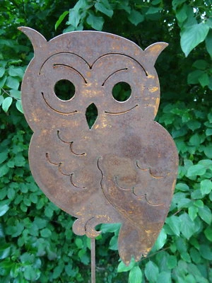 Gartenstecker Eule aus Metall, 118 cm, Rost, Gartendeko, Waldkauz Wald Wildtiere - Bild 1 von 3