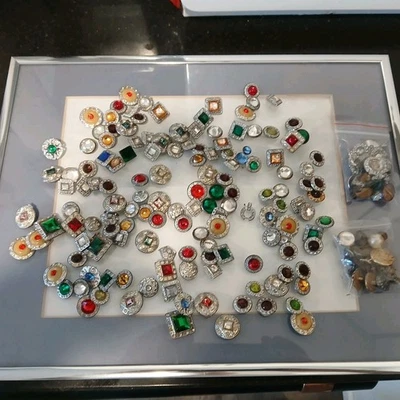 150+ Vintage Metal Rhinestone Buttons Multi Colored - Image 1 of 4