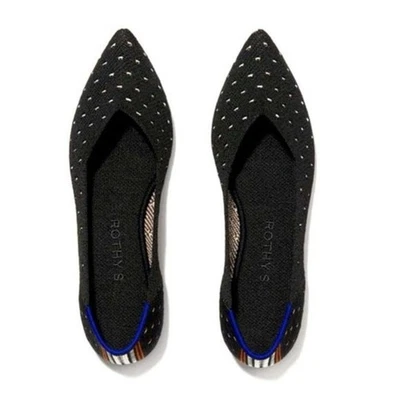 $145 Rothy's Puntera Punta Negro Marfil Lunares Tejido Sin Cordones Ballet Planos Talla 5.5 Foto 1 de 4