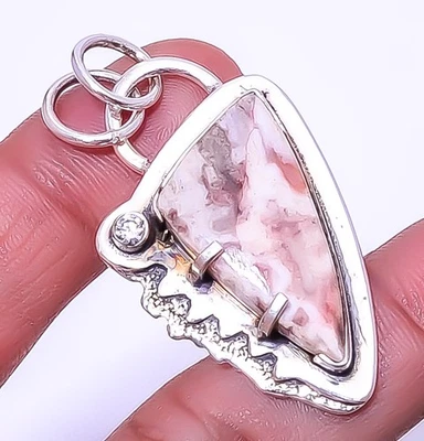 Pingente de prata esterlina 925 com jaspe e topázio branco Rosetta 1,95" A378 - Imagem 1 de 4