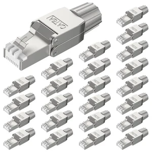 Conectores RJ45 Cat6A enchufes de terminación Ethernet blindados reutilizables sin herramientas... - Imagen 1 de 7