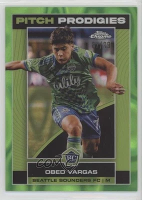 2023 Topps Chrome MLS Neon Green Lava Refractor /99 Obed Vargas #4 Rookie RC - Image 1 of 2