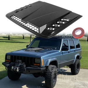 Carbon Front Air Flow Intake Hood Scoop Vent Bonnet Cover For Jeep Cherokee XJ - Picture 1 of 15