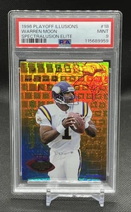 1996 Playoff Illusions Warren Moon Spectralusion Elite PSA 9 Mint HOF Oilers - Picture 1 of 5