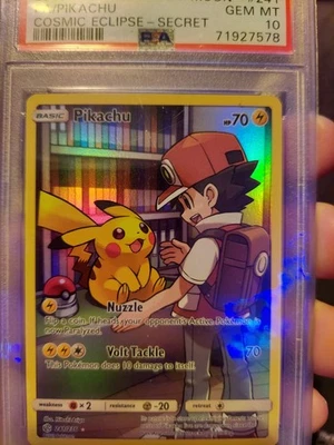 2019 POKEMON SUN & MOON COSMIC ECLIPSE SECRET #241 FULL ART/PIKACHU PSA 10 - Image 1 of 3