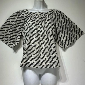 Anthropologie WHIT Mira Printed Linen Boho Top Blouse Size S - Picture 1 of 5