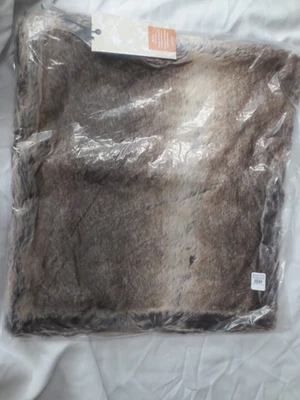 POTTERY BARN/West Elm Faux Fur Ombre Pillow Cover Mocha 20 SQ NIP - Image 1 of 4