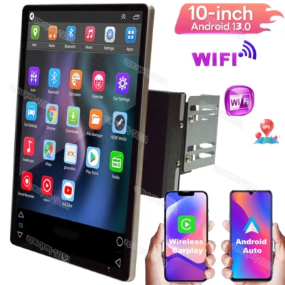 Double 2DIN Rotatable 10.1'' Carplay Car Stereo Radio 2+32GB Android 13 GPS NAVI - Image 1 of 4
