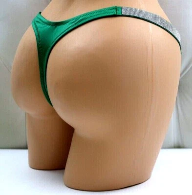 Victoria's Secret Natación Estrás Brillo Correa Tanga Natación Parte Inferior Verde S M L NUEVO Foto 1 de 4