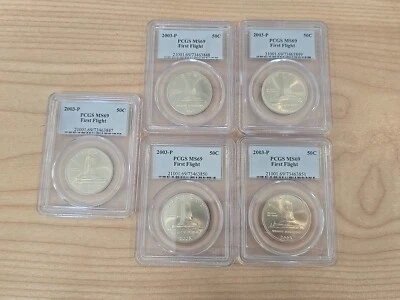 Lot Of 5x 2003-P First Flight 50c Commemorative Half Dollar PCGS MS69 - Image 1 of 4