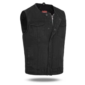 No Collar HL21639DM Black Club Style SOA Denim Men Vest Success - Picture 1 of 3