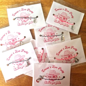 Personalised Hen Party Bracelets - Lets Go Girls Disco Diva - Cowboy Hat or Boot - Picture 1 of 1