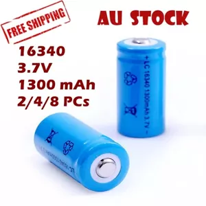 2/4/8x 16340 1300mAh 3.7V CR123A Rechargeable Li-ion Lithium Battery Flashlight - Picture 1 of 2