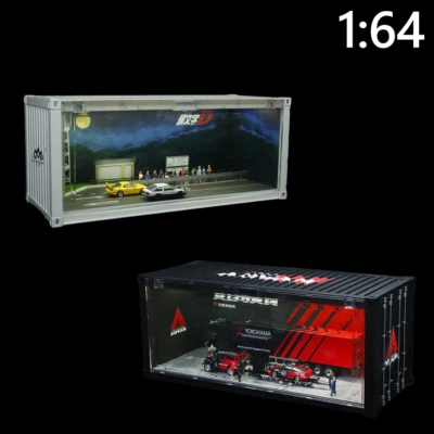 Diorama 1/64 Diecast Car Gargae Container Model LED Repair Display Scene Models - Image 1 of 4