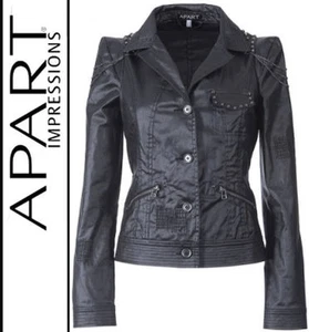NEU KURZJACKE BIKER STYLE LEDEROPTIK NIETEN KETTEN 34 APART 149€ schwarz *391143 - Picture 1 of 8