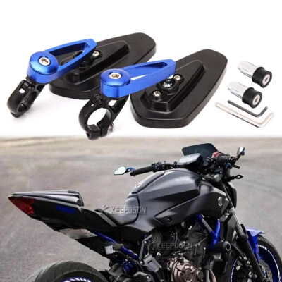 Espejos retrovisores de extremo de barra de motocicleta de 7/8" azules para Yamaha MT-07 MT09 MT10 YZF R1 R3 R6 FZ1 Foto 1 de 4