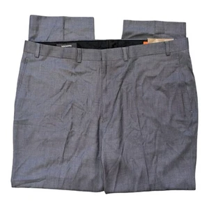 Dockers Mens 44x30 Striated Grey Relaxed Fit Flat Front Dress Pants Slacks New - Picture 1 of 5