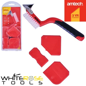 Kit de herramientas de calafateo Amtech sellador lechada raspador sellado acabado azulejos 4 piezas - Imagen 1 de 2