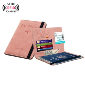 Viaggio Custodia Passaporto Portafoglio Blocco Scheda Cover Rfid Slim Id Bag UK - Foto 1 di 14