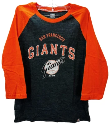 Camiseta Majestic Youth San Francisco Giants manga 3/4 - gris/naranja, grande 14/16 Foto 1 de 4