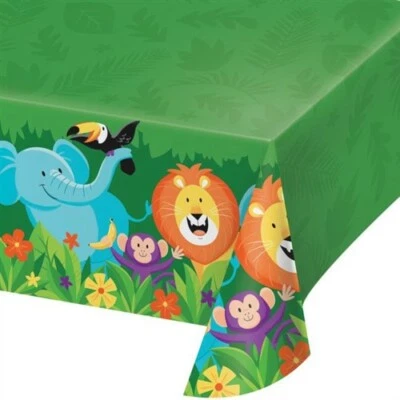 Jungle Safari Plastic Banquet Tablecloth 54" x 102" Birthday Party Decorations - Image 1 of 2