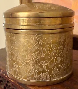 Antique Chinese Solid Brass Tea Caddy Canister - Picture 1 of 5