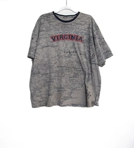 Vintage Virginia Map Graphic T-Shirt Gray & Black Short Sleeve 2XL - Picture 1 of 10