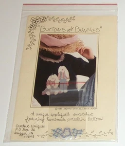Vintage Buttons and Bunnies Creative Uniques Appliqué Pattern for Sweatshirt LN - Picture 1 of 5