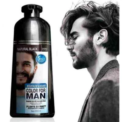 Beard Blackening Shampoo Dye Tint Mustache Hair Colour Cream Moustache 200ML - Image 1 of 4