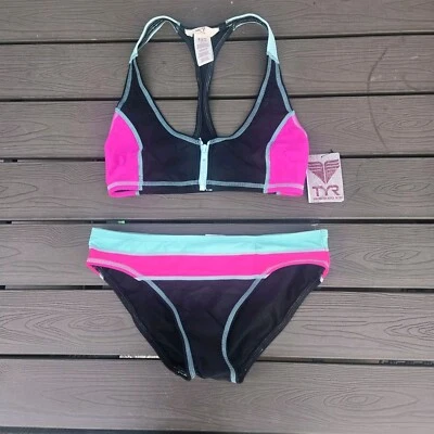 TYR женщин Florina Mikala Топ и приморский Suki бикини розовый/черный Sz S новый - Изображение 1 из 4