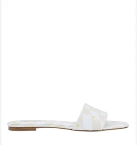 Sandalias LARROUDÉ Ivy Checker Print Cuero Slide Marfil Talla 7 - Imagen 1 de 7
