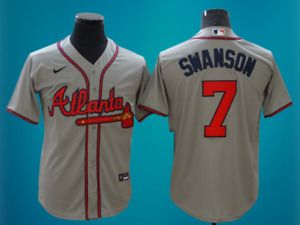 Free shipping Men's Dansby Swanson #7 Atlanta Braves Cool Base Stitched Jersey .