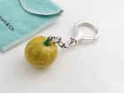 Tiffany Co RARE SUPER ADORABLE Silver Squash Enamel Key Chain Ring Keychain