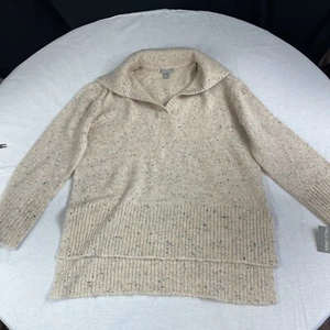Falls Creek Collared Sweater Cream With Blue Spots Size Medium - Picture 1 of 8