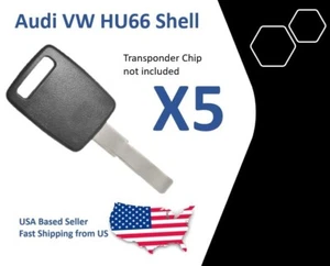 5x Transponder Key Shell With Blade for Audi VW HU66 Clamp Style Shell - Picture 1 of 1
